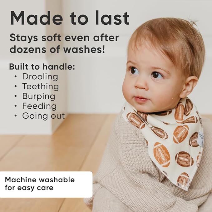 Copper Pearl 4 Pack Soft Cotton Baby Bibs for Drooling and Teething, Absorbent Drool Bibs for Baby Girl and Boy, Adjustable to Fit Newborns to Toddlers, Tons of Styles (Blitz)