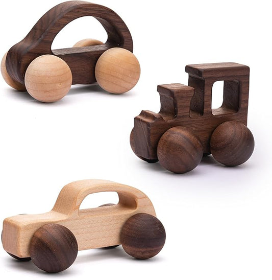 3PCS Wooden Baby Toys, Montessori Toys for Babies 0-6-12 Months, Baby Grasping Toys Push Car Toys for 1 Year Old Boy Birthday Gift,#2