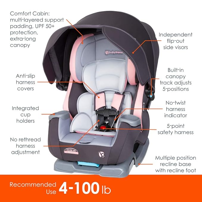 Baby Trend Cover Me™ 4-in-1 Convertible Car Seat, Quartz Pink