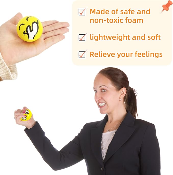 40Pcs Face Stress Balls,Mini 2" Funny Face Squeeze Balls,Stress Relief Foam Balls for Classroom,Coworkers,Gifts,Kids,Party Favors,Present Fillers