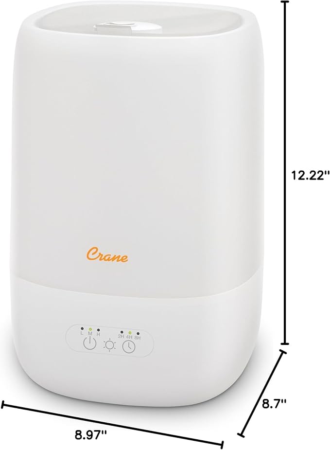 Crane Ultra-Quiet 3-in-1 Humidifier for Baby with Essential Oil Tray, 7-Color Sleep Light, 1 Gallon Top-Fill Tank, Ideal for Bedroom