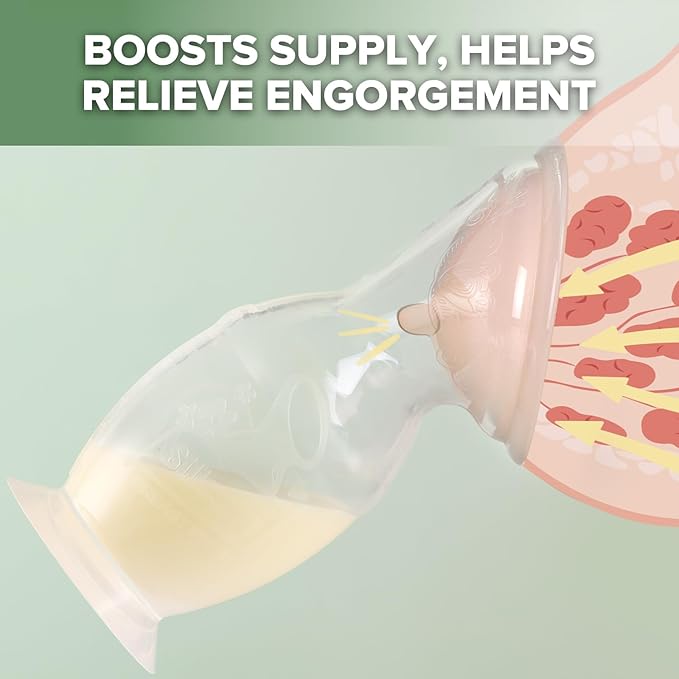 haakaa Manual Breast Pump & Silicone Cap Combo for Nursing Mom (Gray, 5oz. with Base)