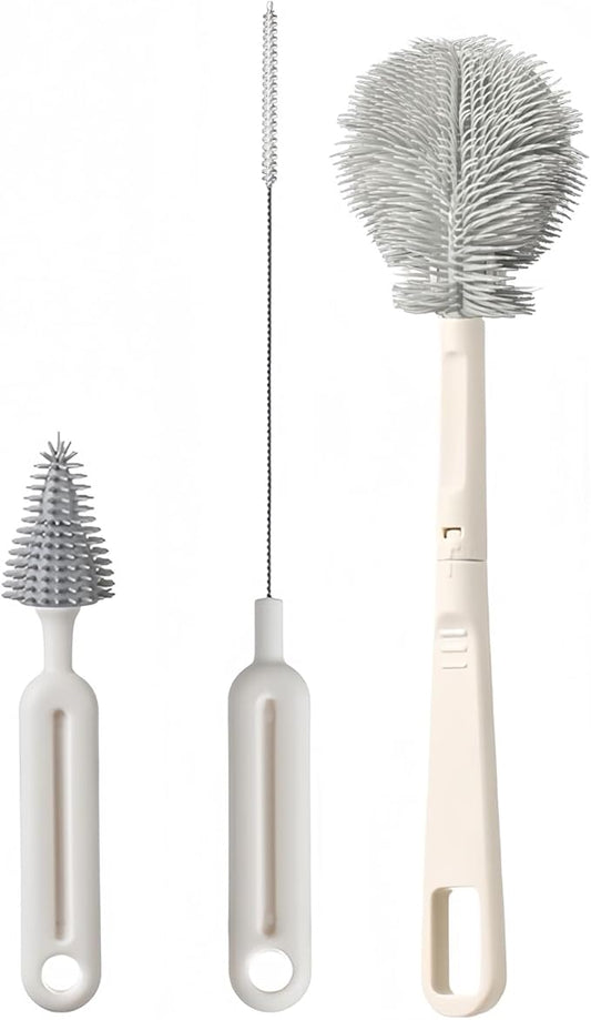 Bottle Brush Set Baby Bottle Cleaner Kit wtih Silicone Brush Nipples Brush Straw Brush Water Bottle Cleaning Tools for Breast Pumps Sippy Cup Glassware