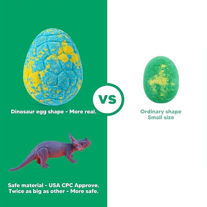 Dinosaur Egg - Kids Bath Bomb with 25 Surprises Inside - Dinosaur Gifts for 3 4 5 6 7 and 8 Year Old Boys and Girls Kids Gifts - Perfect for Birthdays