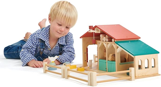 Tender Leaf Toys - Tender Leaf Farm - Realistic Colorful Wooden Farmhouse Toy Set for Creative Pretend Play for Kids 3+
