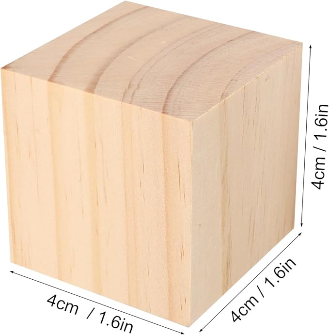 72 Packs Wooden Blocks for Crafts, 1.57 Inch Pine Wood Cubes, 4 x 4 x 4 cm Wooden Cubes for Paint, Stamp, Decorate, DIY Projects and Personalized Gifts,by GNIEMCKIN.