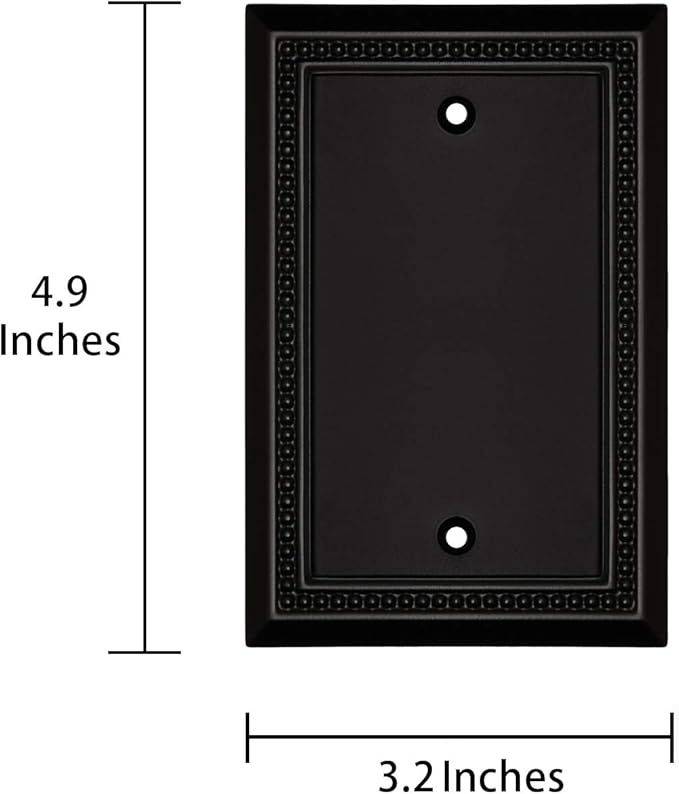 Henne Bery Sunken Pearls Heavy Duty Decorative Wall Plate Switch Plate Outlet Cover, Durable Solid Zinc Alloy (Single Blank 2PK, Matte Black)