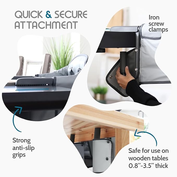 Elegant Faux Leather Hook-On High Chair - Portable, Clip-On for Travel, Suitable for Babies