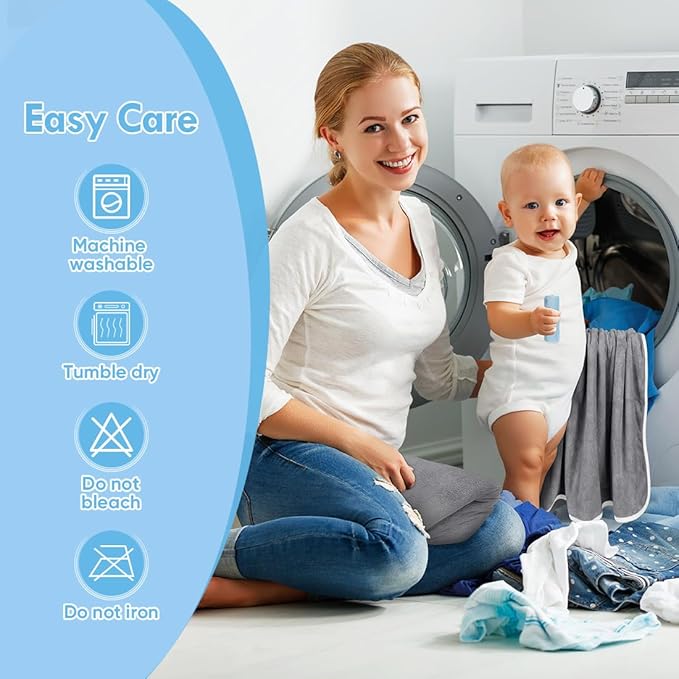 Orighty 6 Pack Baby Hooded Towel 30 x 30 Inch Super Soft Bath Towel with Hood for Babies, Infant, Newborn Essential - Ideal Baby Stuff Registry Gift for Boys and Girls (Grey, White, Blue)