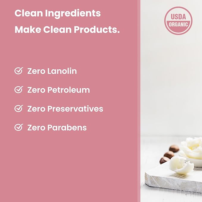 Organic Nipple Butter for Breastfeeding Mothers | Lanolin Free Nipple Cream, Safe for Nursing Moms & Babies | No Need to Wash Balm for Dry Skin & Breast Feeding, Breastfeeding Essentials