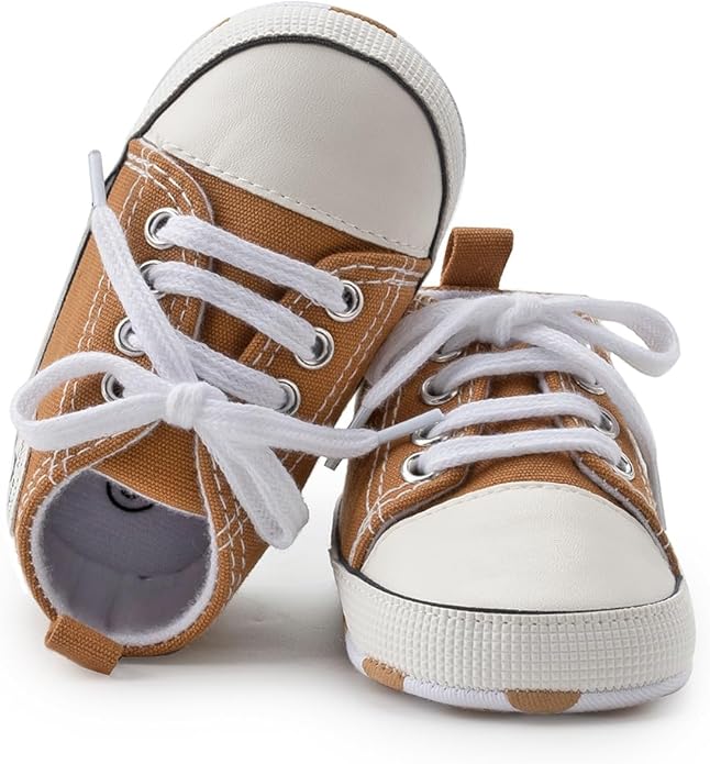 Meckior Baby Girls Boys Canvas Sneakers Soft Sole High-Top Ankle Infant First Walkers Crib Shoes