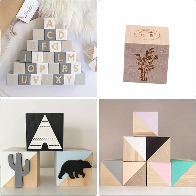 Large Wooden Blocks for Crafts, Unfinished Wood Cubes, 3 Inch Natural Blank Square Wooden Blocks for Arts, Baby Shower DIY Projects