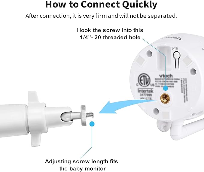 Universal Baby Monitor Wall Mount Holder, Compatible with HelloBaby HB65/HB6550/HB6558/HB66/HB248, ANMEATE SM935E/SM650/Bonoch/ChildsFarm/Eufy Baby Monitor, Adjustable Aluminum Alloy Mount, White