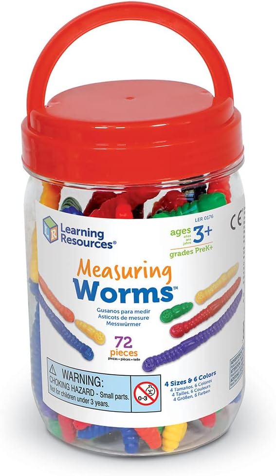 Learning Resources Measuring Worms - 72 Pieces, Ages 3+ Toddler Learning Toys, Counters for Kids