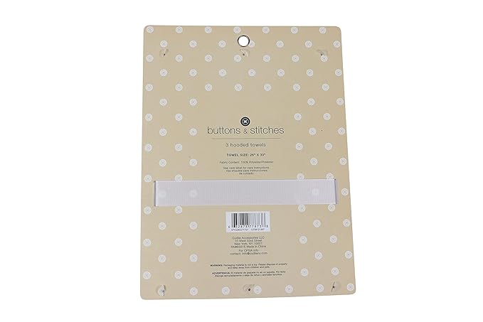 Cudlie Buttons & Stitches Baby Girl 3 Pack Rolled/Carded Hooded Towels in Butterfly Polka Print (GS71727)