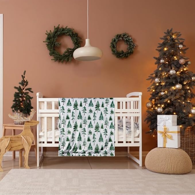 Baby Blanket, Soft Minky Warm Blanket for Boy or Girl, Receiving Blanket with Double Layer Dotted Backing for Newborns Nursery Stroller Toddlers Crib Bedding (30 x 40 Inch) Sunflower (Green Pine)