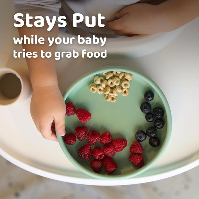 APLAINR Silicone Baby/Toddler Plate and Bowl Bundle, Oat Cream