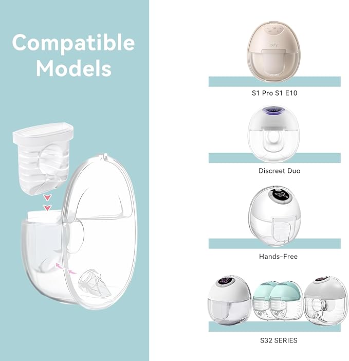 Breast Pump Parts for Lansinoh Discreet Duo/Nuliie/Motif Aura Glow S32 Pump, for mommed, for eufy Breast Pump Replacement Parts, Incl 10PCS Duckbill Valves