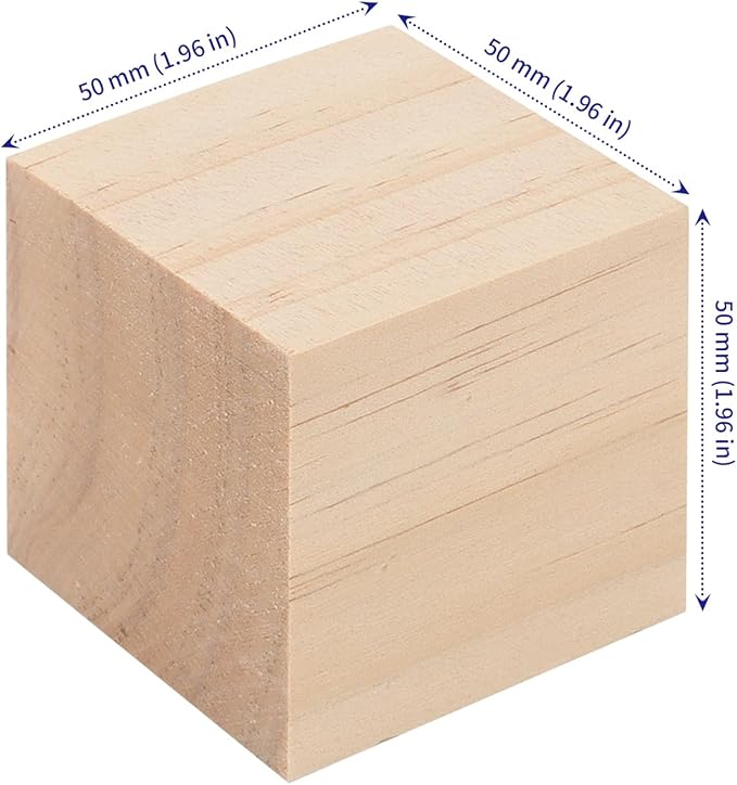 SOUJAP 30 Pack 2 Inch Wood Cubes, 5cm DIY Wooden Blocks, Unfinished Pine Wood Blocks for Craft, Art