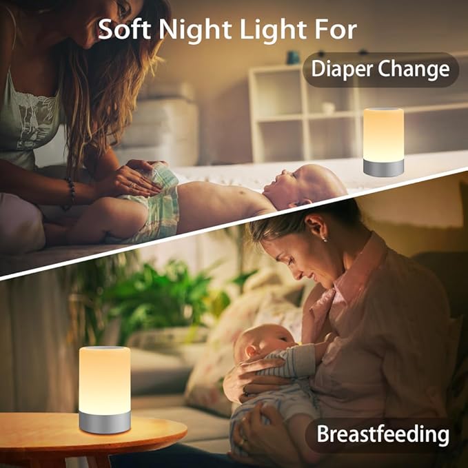 G Keni Nursery Baby Night Light for Kids, Portable LED Touch Night Lamp for Kids and Adult, Breastfeeding, Sleep Aid, USB Rechargeable Nursing Lamp, Bedside Dimmable Warm Night Light (2 Pack)
