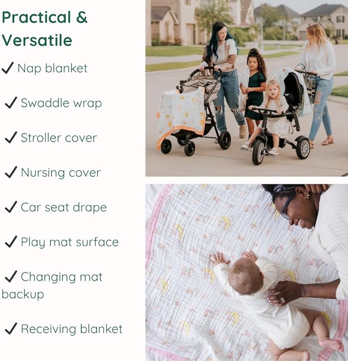 100% Cotton Muslin Baby Blanket | Soft & Breathable 6-Layer Swaddle & Receiving Blanket | Lightweight Quilt for Newborns, Infants & Toddlers | Gender-Neutral (Vroom Vroom)