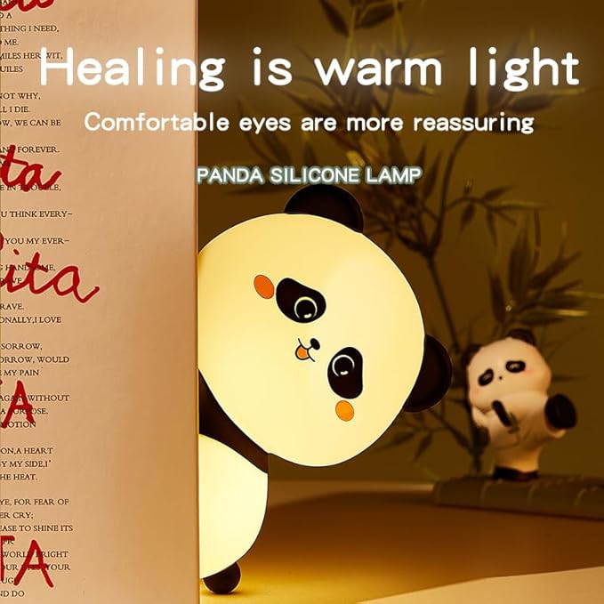 Cute Panda Night Light, with Two Actions: Sitting and Lying, Suitable for Desktop and Bedside Decoration, Rechargeable, dimmable, Touch Control, a Unique Gift for Family Members on Birthdays