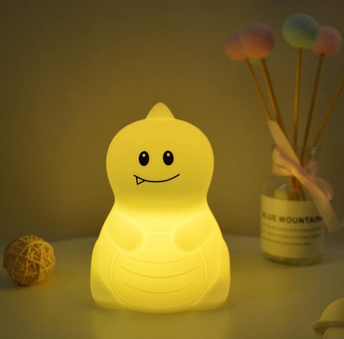 Night Light, Bedside Lamp, Baby Nursery Lamp for Breastfeeding Safe, Break Resistant, Eye Caring, Adjustable Brightness & Color, Timing Function, Remote Control + Touch Control - Dinosaur