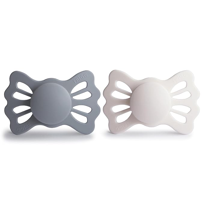 FRIGG Lucky Symmetrical SilkySoft Silicone Baby Pacifier | Made in Denmark | BPA-Free (Great Gray/Silver Gray, 6-18 Months)