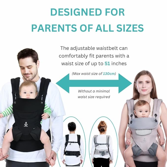 All-Season Ergonomic Baby Carrier, Breathable Baby Carrier Newborn to Toddler (8-33lbs), Toddler Carrier, Infant Carrier with Temperature Control Panel Design (Olive Black)
