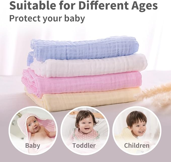 L'Ange Baby Bath Towel - 9 Layers 100% Cotton Muslin, Super Quick Dry, Medical Grade Packaging for Infants and Newborns - 28 x 37in - Gray