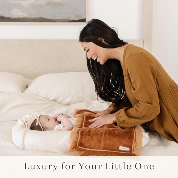 SARANONI Luxury Security Blankets for Babies | Ultra-Soft Lush and Boutique Quality Baby Blanket | Camel, Mini - 15" x 20"