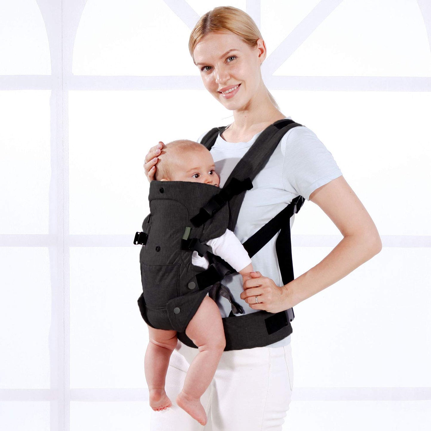 Baby Carrier Wrap,Baby Carriers Newborn to Toddler,Cozy Baby Holder Carrier Lightweight,Adjustable Baby Sling Support for Infant 7-45lbs Girl and Boy,Front Back All Positions,Shower Gift-Black