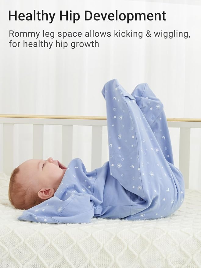GROWNSY Transitional Swaddle Sleep Sack 3-6 Months, Starfish Design Baby Swaddle Sack, Dual-Zipper for Easy Diaper Changes, Proper Hip Development & Openable Foot Button, 12-20lbs, Blue