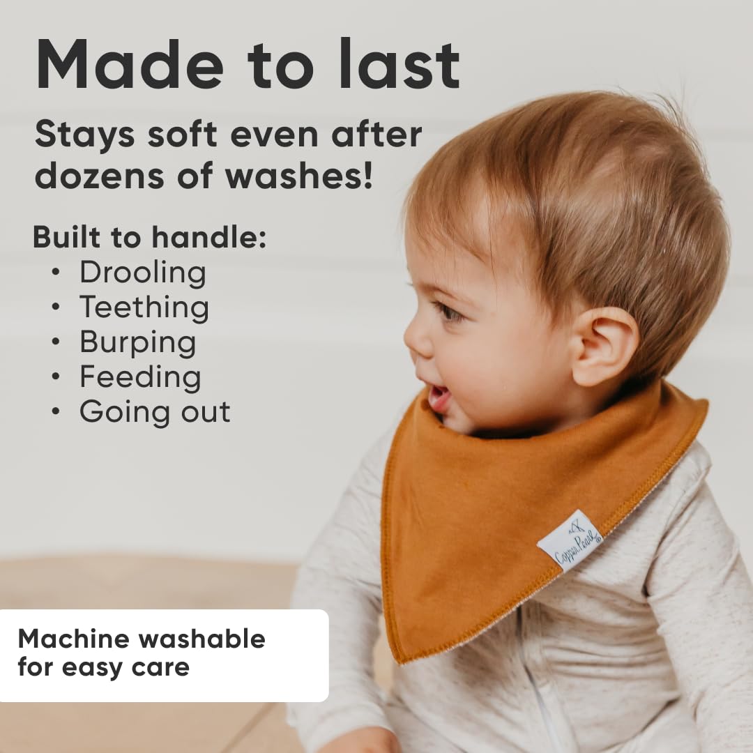 Copper Pearl 4 Pack Soft Cotton Baby Bibs for Drooling and Teething, Absorbent Drool Bibs for Baby Girl and Boy, Adjustable to Fit Newborns to Toddlers, Tons of Styles (Ridge)