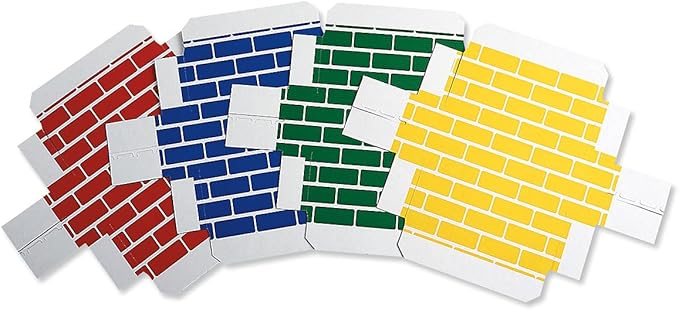 Lillian Vernon Primary Building Bricks - Kids Cardboard Blocks, Each 9" x 4" x 2" (Set of 24)