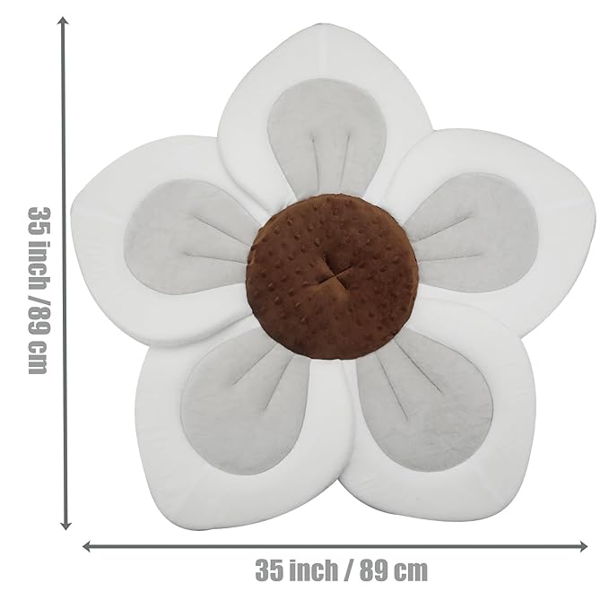 PandaEar Baby Bath Pad for Infant Newborn | Soft Flower 5 Petals for Sink Bathtub Essentials Shower Gift (Grey)