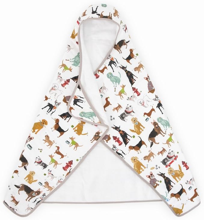 Little Unicorn Premium Hooded Bath Towel| Absorbent Cotton & Terry Blend | Larger Size, 1-6 Years (Woof)