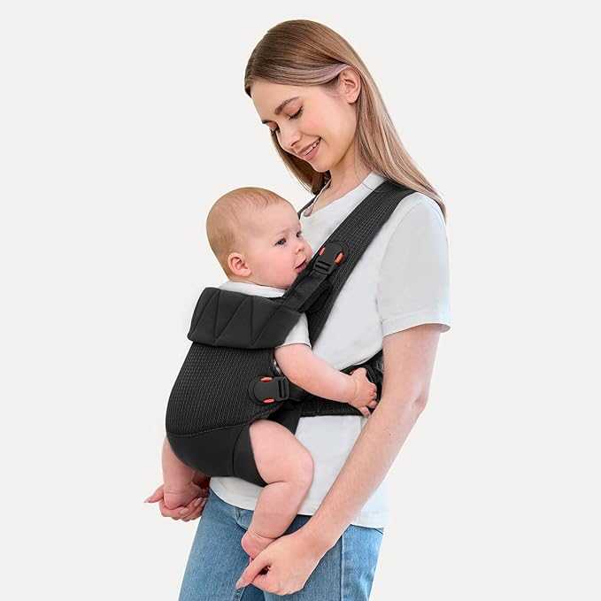 Baby Carrier Newborn to Toddler, Cozy Toddler Carrier, Ergonomic Newborn Carrier with Head Support, Black