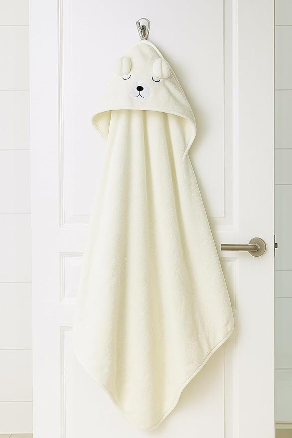 Hooded Baby Bath Towel Set (2 Pack) – Soft & Absorbent Pink & White Animal Design | Plush Newborn & Toddler Bath Wraps (Pink & White)