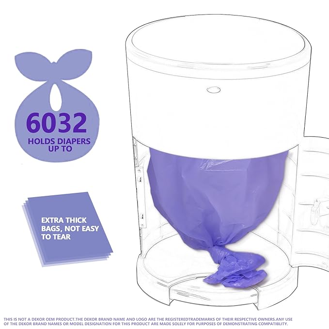 Refills Compatible with Plus Diaper Pail Refills 8 Pack Diaper Pail Liners with Lavender Scent