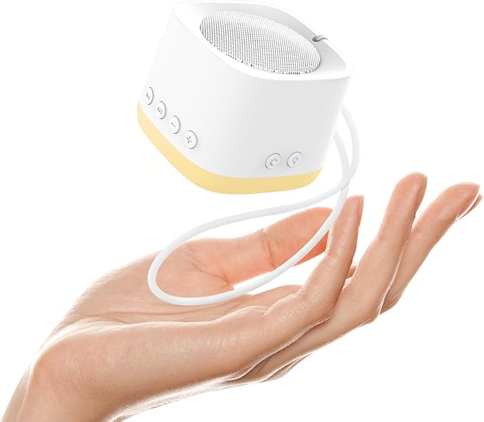 Portable Sound Machine for Sleep, Mini Travel White Noise Sound Machine with Amber Night Light, Long-Lasting Power, 16 Soothing Sounds, Memory, Timer for Adults Baby Office Privacy, Hotel