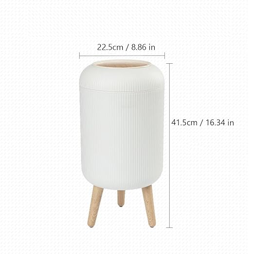 URALFA Bathroom Trash Can with Lid, 3 Gallon / 11L Garbage Can with Pop-Up Lid, Small Dog Proof Trash Cans, Plastic Waste Basket with Removable Legs for Bathroom, Bedroom, Kitchen, Office, White