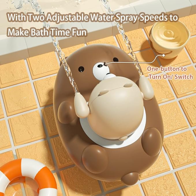Bath Toys for Toddler 3-4 Years, 5 Modes Baby Bath Shower Sprayer for 1 2 Year Old, Bear Sprinkler Bathtub Toy with Shower Head for Boys Girls Ages 4-8 Gifts