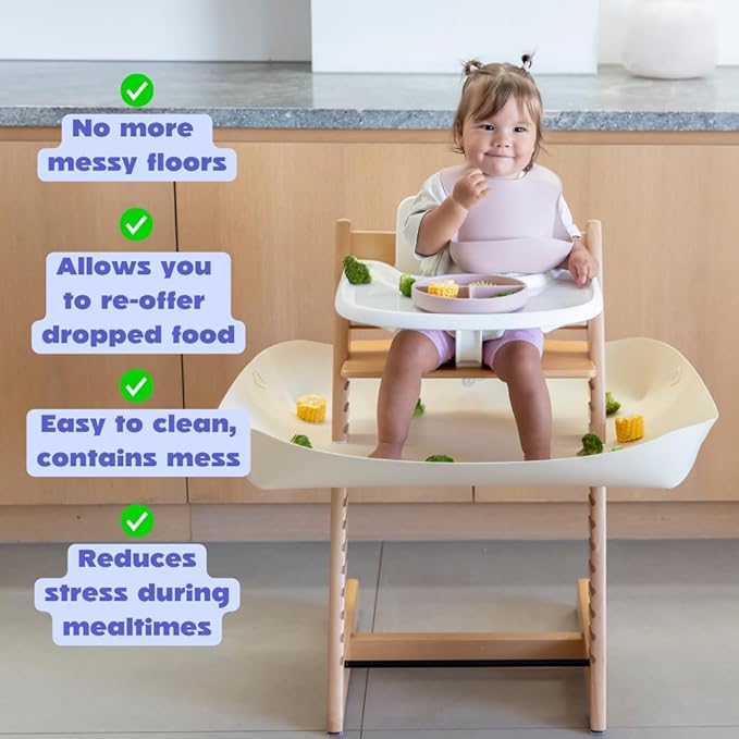 CATCHY -Food Catcher-Compatible with Stokke Tripp Trapp High Chair +11 Other High Chairs-Highchair Sold Separately-Baby & Toddler Food & Mess Catcher-Premium Linen Inspired -Under High Chair Accessory