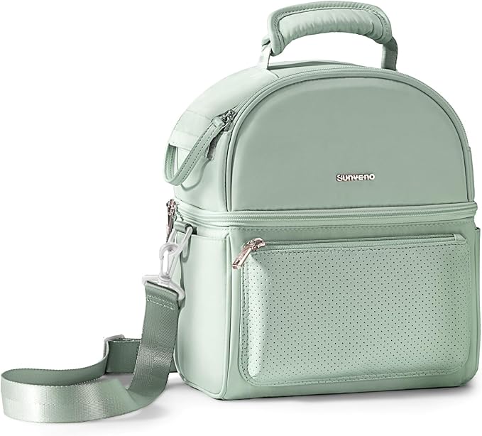 Sunveno Breastmilk Cooler Bag with 2 Ice Packs & Detachable EPP Insulation Box, 15-Hour Cold Retention Foil-Lined Leak-Proof Tote Fits 3 Baby Bottles for On-The-Go Pumping Moms, Daycare & Travel