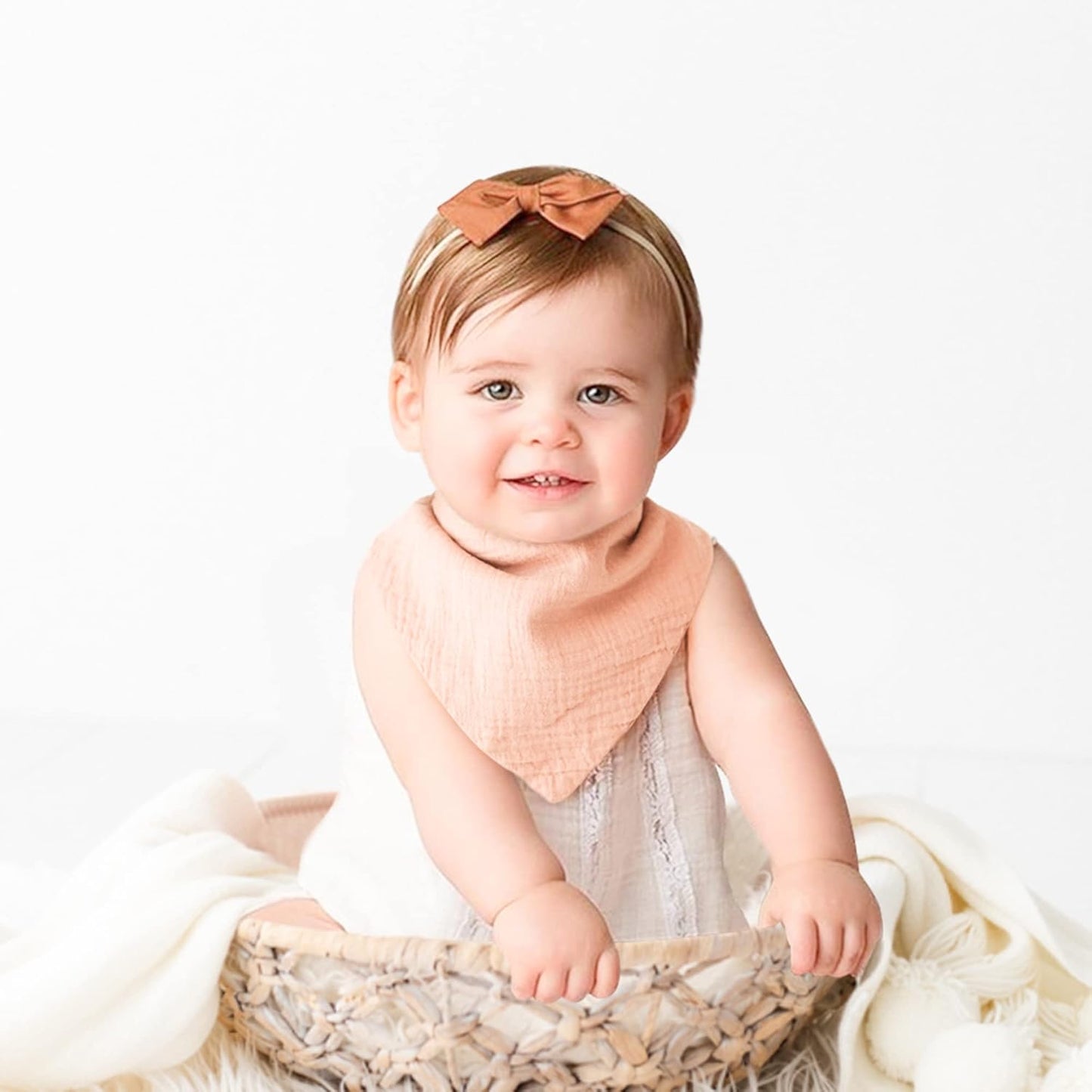 Konssy Muslin Baby Bibs 10 Pack Baby Bandana Drool Bibs 100% Cotton for Unisex Boys and Girls, Soft Absorbent Set for Teething and Drooling