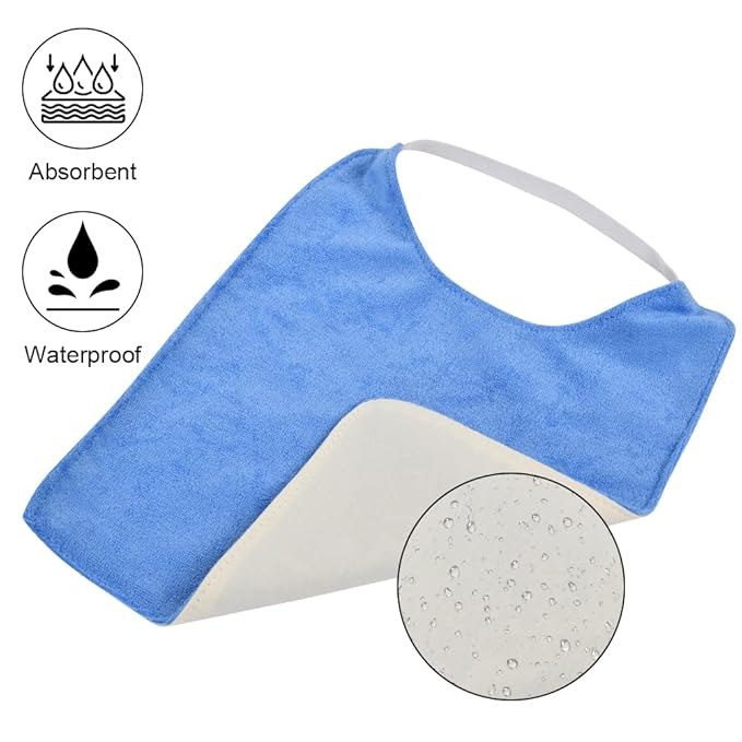 Vicloon Baby Bibs, 5PCS Terry Bib Set, Baby Bibs for Boys, Girls, Terry Drool Cotton Bibs Waterproof protection, Adjustable Elastic Strap, Baby Bandana Drool Bibs for Feeding, Teething Drooling(BULE)