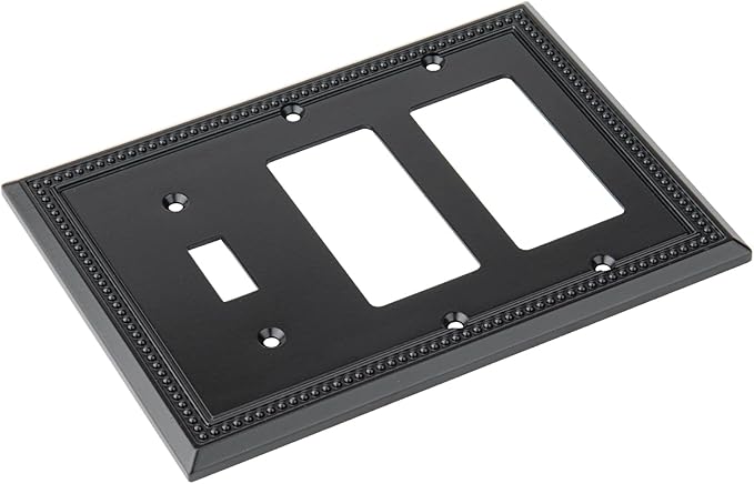 Henne Bery Sunken Pearls Heavy Duty Decorative Wall Plate Switch Plate Outlet Cover (Single Toggle/Double Decorator, Matte Black)