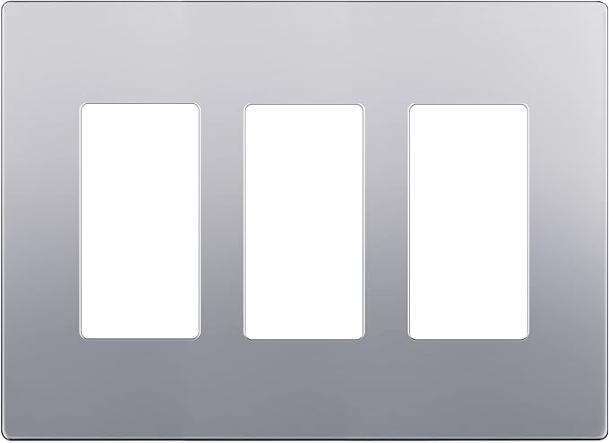 LIDER Matte Finish Decorator Switch Cover, Screwless Wall Plate, Mid-Size 3-Gang 4.88" x 6.77", Unbreakable Polycarbonate Thermoplastic, UL Listed, LSWP-33M-SV, Silver