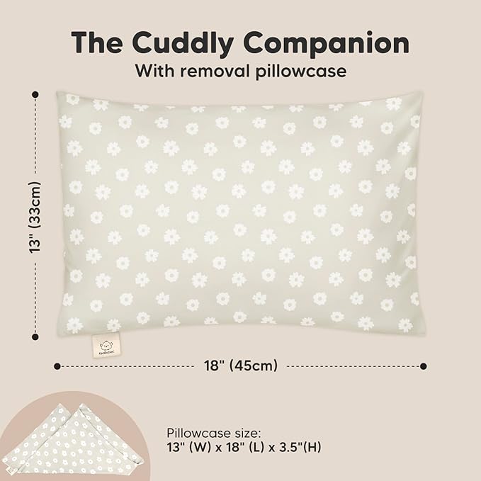 Toddler Pillow with Pillowcase - 13x18 My Little Cuddly Pillow, Viscose Derived From Bamboo Nursery Toddler Pillows for Sleeping,Kids Pillow,Small Travel Pillows,Mini Toddler Bed Pillow (Meadow)